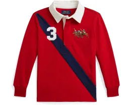 Рубашка-поло Polo Ralph Lauren Kids из хлопка с логотипом Triple-Pony и контрастным воротником
