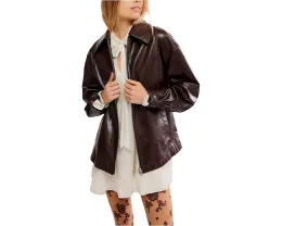 Куртка из веганской кожи We The Free Sloane с блестящим покрытием и воротником