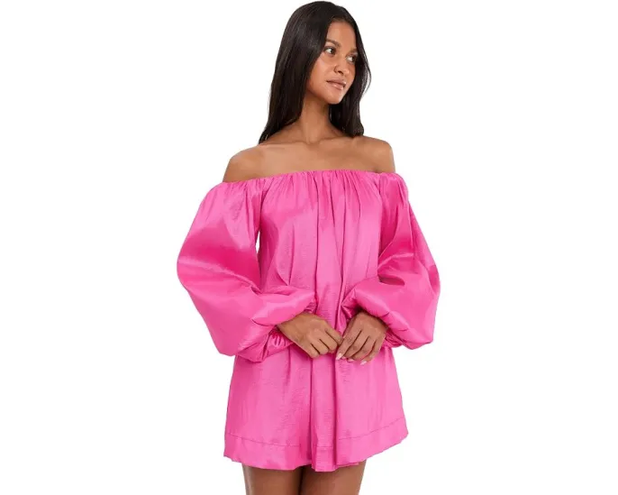 Платье Brenna Mini от Show Me Your Mumu с открытыми плечами и пышными рукавами
