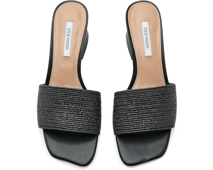 Steve Madden Босоножки Frolic на каблуке с квадратным носком из черной рафии