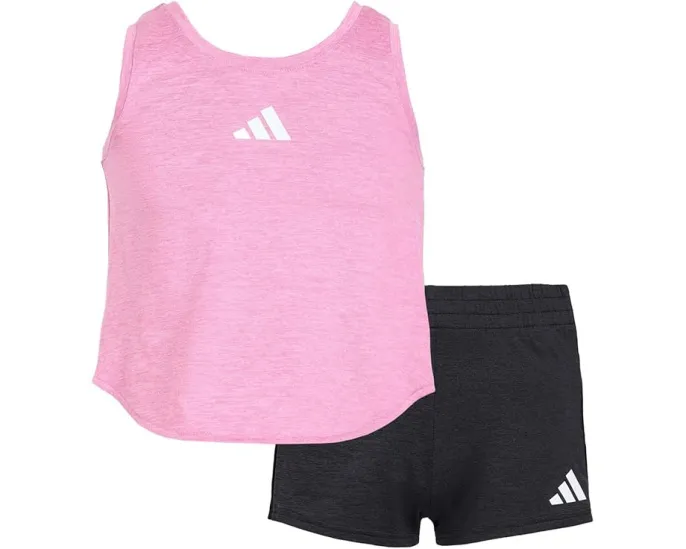 Детский комплект adidas Kids: топ без рукавов с рюшами и короткие шорты