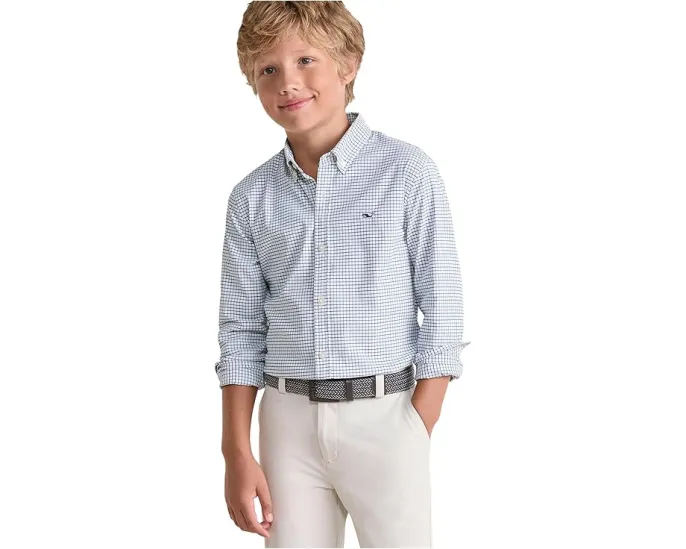 Рубашка Vineyard Vines Kids Wauwinet Tattersall из перформанс хлопка для малышей, детей младшего и старшего возраста