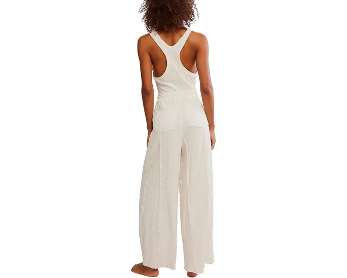 Комбинезон Free People Wait A Minute из хлопка с широкими штанинами