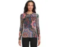 Футболка Johnny Was Natalie с длинным рукавом из сетки и ярким принтом