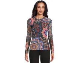 Футболка Johnny Was Natalie с длинным рукавом из сетки и ярким принтом