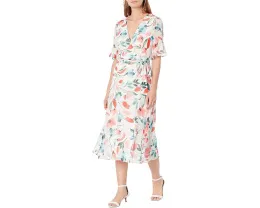DKNY короткое платье с оберткой и коротким рукавом