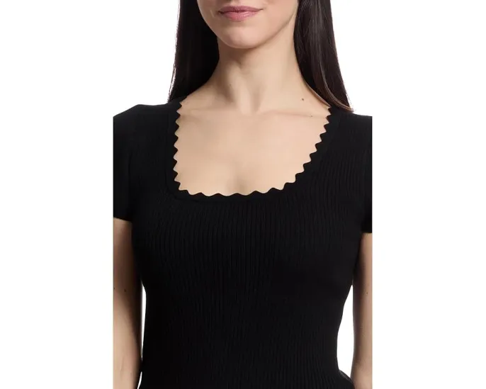 Свитер Lilla P с коротким рукавом и фигурным вырезом на шее