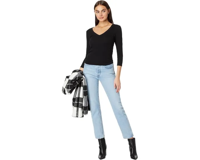 Кроп-футболка Michael Stars Enid с V-образным вырезом и рукавом 3/4