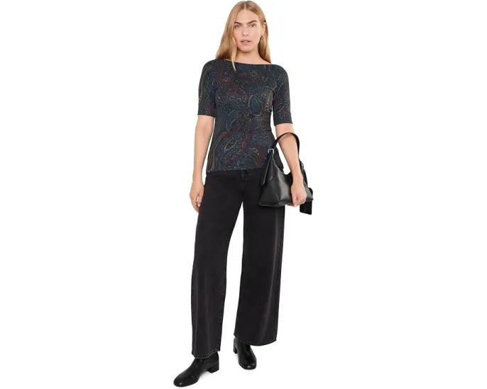 Футболка Lauren Ralph Lauren Paisley с вырезом лодочка