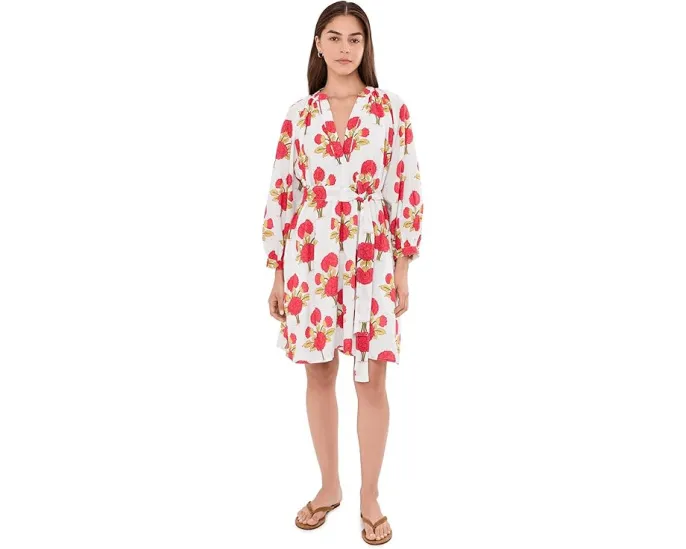 Платье мини Voile Kaia от Faherty в цветочек с поясом