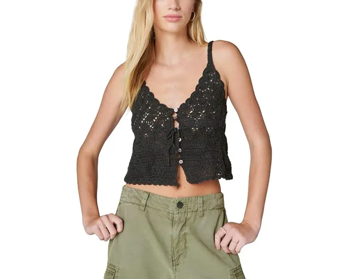 Топ Lucky Brand Crochet Tie Front с кружевной вязкой и завязками