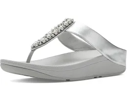 Сандалии FitFlop Fino с ремешком между пальцев и декором из жемчуга и кристаллов
