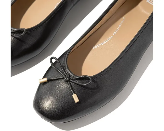 Балетки FitFlop Delicato Bow из мягкой кожи с квадратным носком