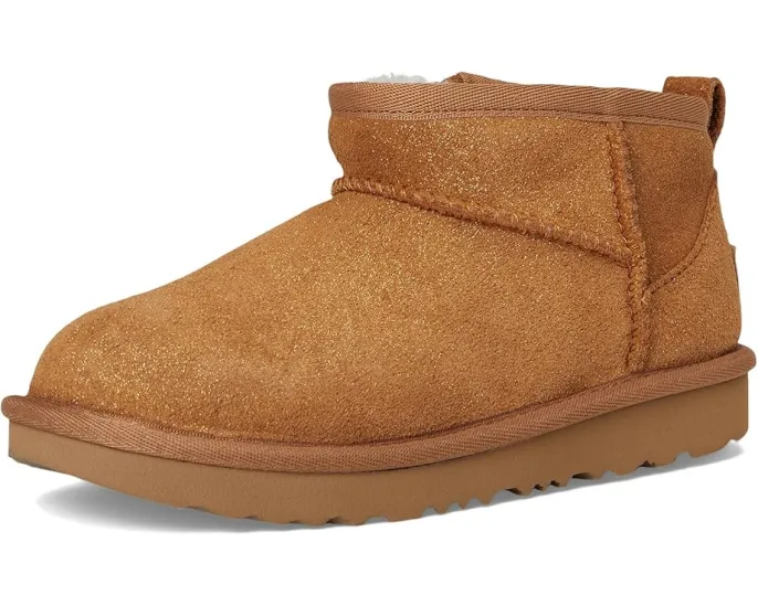 Детские тапочки UGG Kids Classic Ultra Mini Dazzle с замшевым верхом и подкладкой из переработанной шерсти