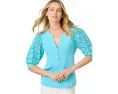 Топ Ronson с ажурными рукавами и пуговицами от Lilly Pulitzer