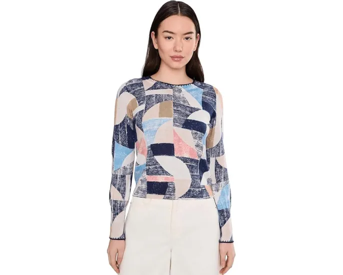 Свитер NIC+ZOE Petite Set Sail в морском стиле с контрастными манжетами