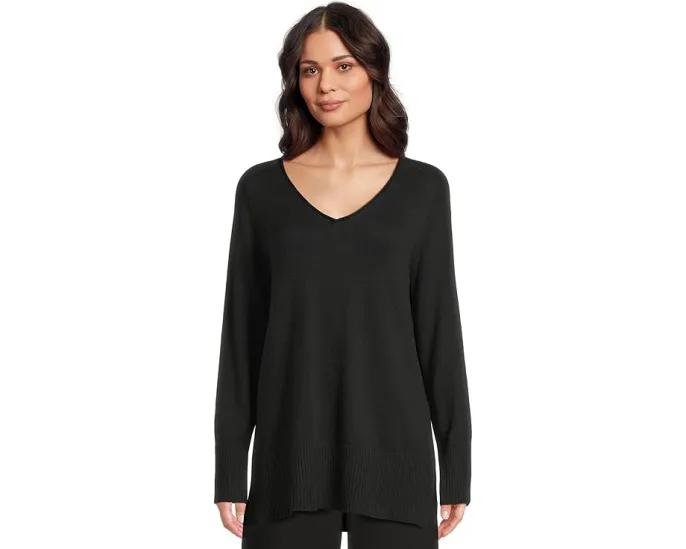 Свитер EILEEN FISHER из перуанского хлопка с V-образным вырезом