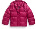 Детская куртка Polo Ralph Lauren Kids с капюшоном и металлическим эффектом на пуховом утеплителе