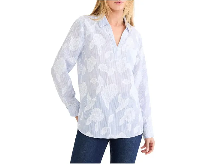 Топ NIC+ZOE Petite в полоску с жаккардовым узором