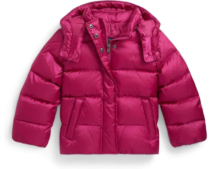 Детская куртка Polo Ralph Lauren Kids с капюшоном и металлическим эффектом на пуховом утеплителе