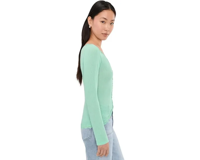 Кардиган Free People Big Love Rib с кружевной отделкой и застежкой на пуговицах