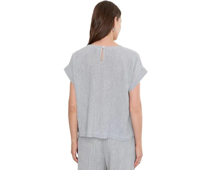 Топ Eileen Fisher из полосатого органического хлопка с круглым вырезом