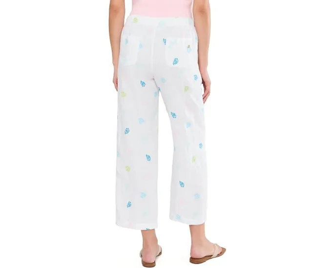 Lilly Pulitzer укороченные льняные брюки Brawley с поясом на кулиске