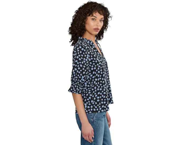 Блузка CeCe Elbow Sleeve Split-Neck с цветочным принтом