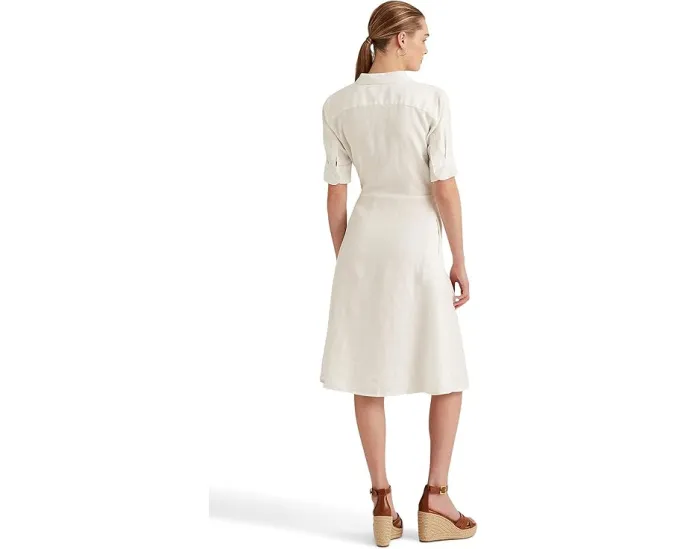 Платье-рубашка Lauren Ralph Lauren из льна с поясом