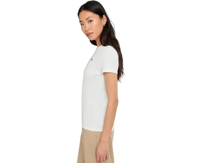Футболка Lacoste Slim Fit из хлопка с ребристой фактурой и вышитым крокодилом