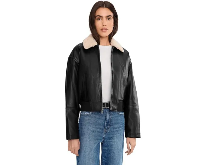 Куртка-бомбер Levi's из искусственной кожи с воротником из шерпи