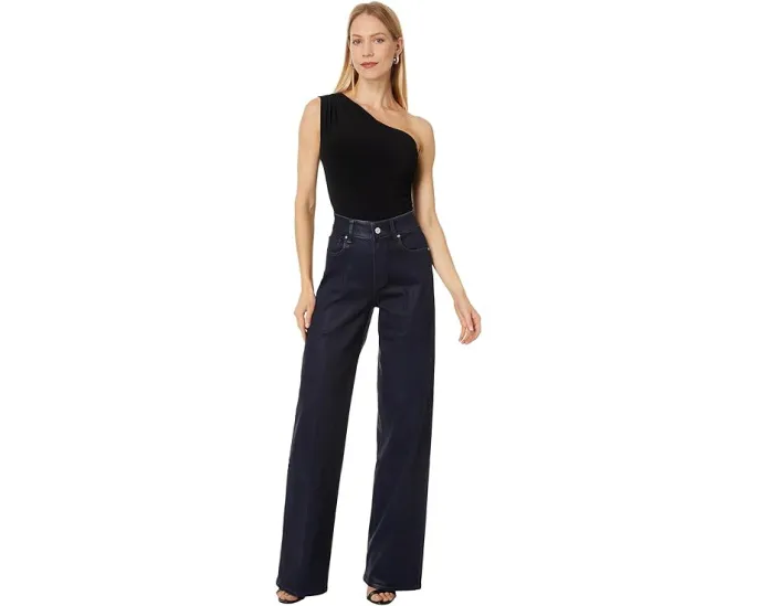 Джинсы Paige Sasha с прямым кроем и глянцевым покрытием индиго