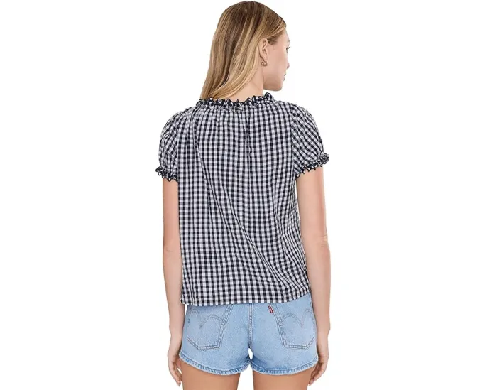 Splendid блуза Gigi Gingham Puff Sleeve в клетку с пышными рукавами
