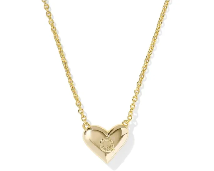 Kendra Scott Кулон Сердце с буквой на короткой цепочке из позолоченной латуни