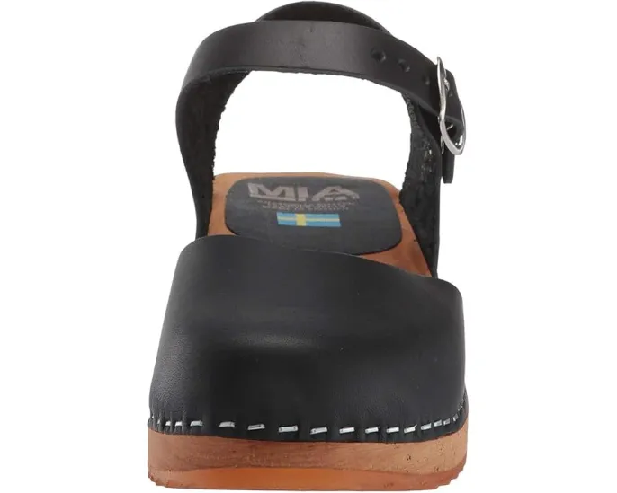 Кожаные сабо MIA Sofia с деревянной платформой и ремешком на щиколотке