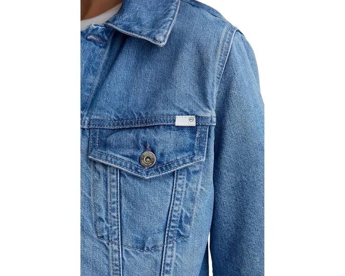 Короткая куртка-косуха Isa Cropped Trucker от AG Jeans из хлопка с регулируемым поясом