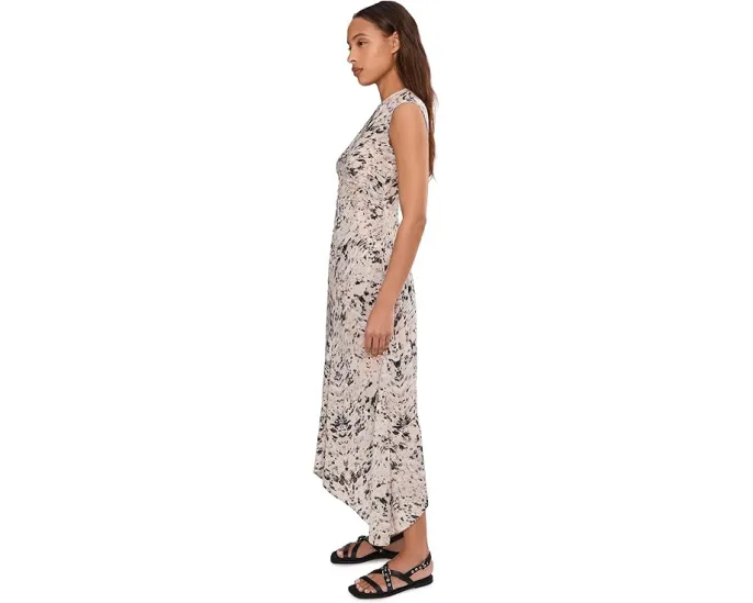 AllSaints платье Noor макси с асимметричным подолом и контрастной строчкой