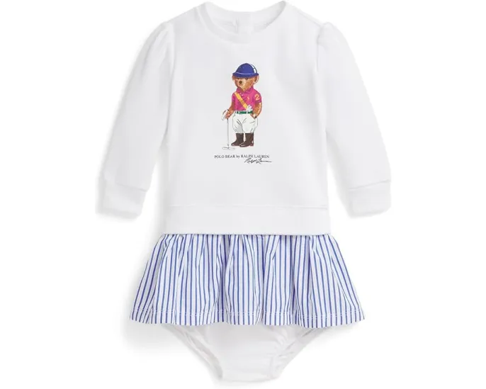 Платье и шорты Polo Ralph Lauren для малышей из флиса с медвежонком Polo