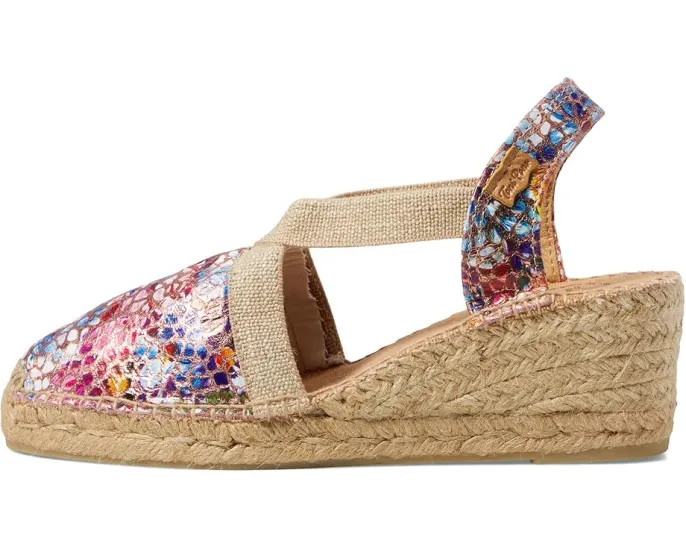 Босоножки Telva-PM от Toni Pons с мозаичным принтом и клином эспадрильи