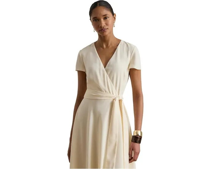 Платье Belted Georgette Surplice с запахом и поясом Lauren Ralph Lauren