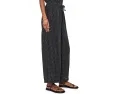 Puckered Organic Linen Grid Wide Ankle Pants