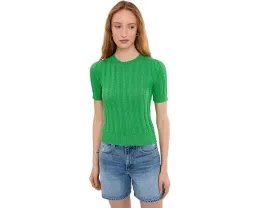 Пуловер Arden Pointelle с короткими рукавами буф и круглой горловиной от 525 america