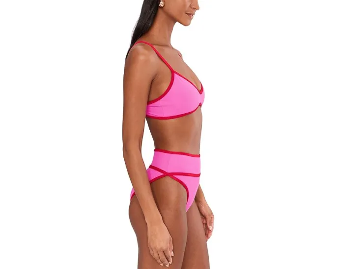 Купальный топ Leona с текстурной тканью и контрастным кантом