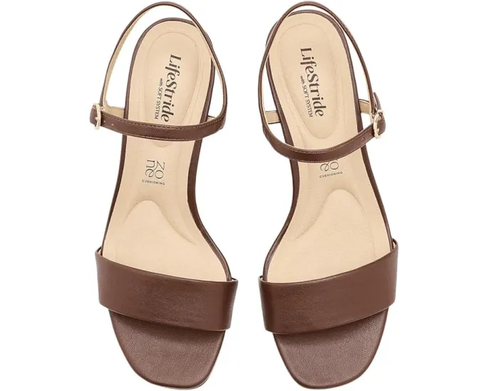 Сандалии LifeStride Sawyer Strappy с регулируемым ремешком на щиколотке и клиновидным каблуком