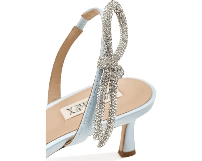 Туфли Badgley Mischka Gentry на низком каблуке с шелковым верхом и бантом со стразами