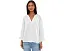 3/4 Sleeve Button Front Woven Top With Embroidery
