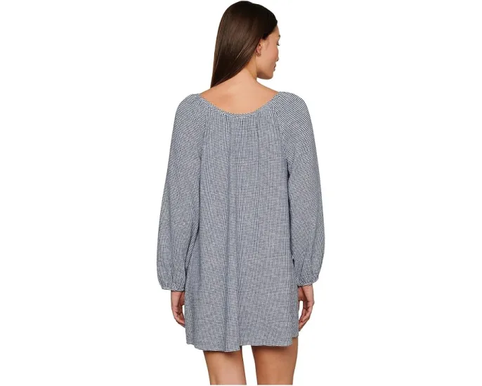 Короткое платье Eberjey Linen Blend из льна с рукавами-фонариками