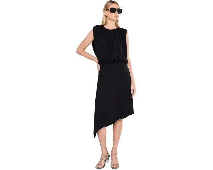 Асимметричное трикотажное платье Draped Asymmetrical Knit Dress Liverpool Los Angeles черное