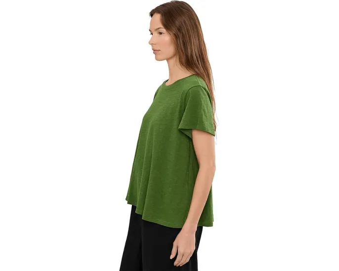 Топ Organic Cotton Slubby Jersey с круглым вырезом и короткими рукавами Eileen Fisher