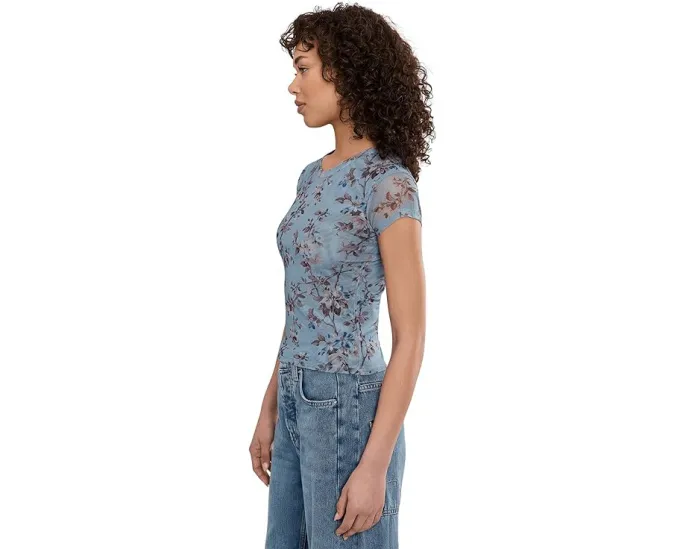 Футболка AllSaints Ellie Mesh с принтом и коротким рукавом из переработанного полиэстера